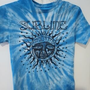 Sublime Rock T Shirt. Blue Retro Tie Dye. Size Small